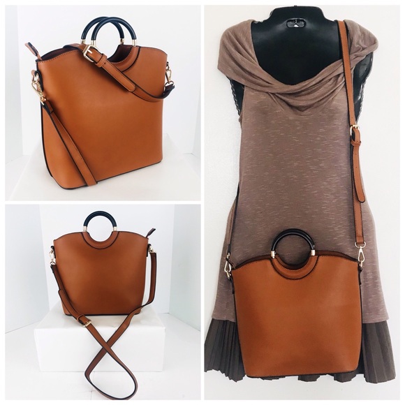 Handbags - 2 BAG SET-Vegan Leather Tote Handbag Crossbody Set